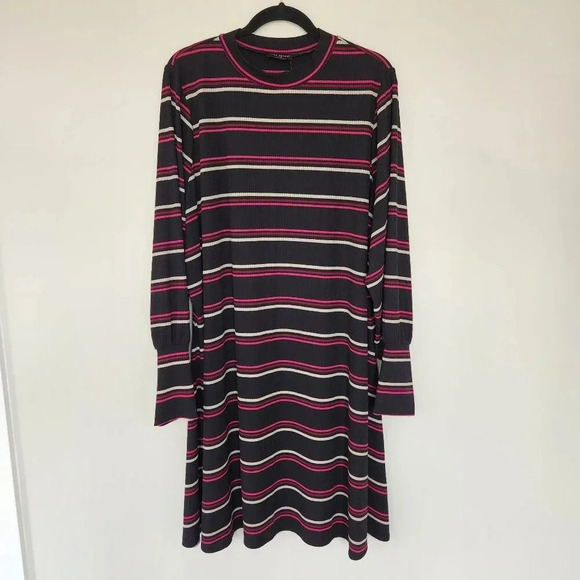 LANE BRYANT NWT Striped Mock Neck Ribbed Long Sleeve Dress Plus Size 26/28 - Picture 2 of 8